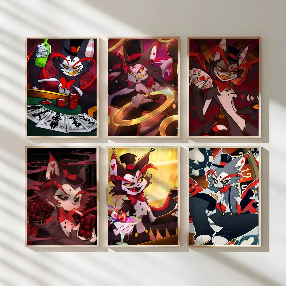 Anime H-hazbin Hotel Husk Poster Waterproof Canvas Art Wrinkle Free Wall Hanging For Home Living Room Bedroom Decor