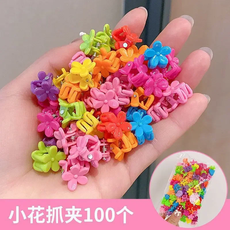 100Pcs Colorful Small Claw Clips Girls Cute Flower Butterfly Hair Clips Hair Accessories Kids Cartoon Hair Claws Headwear Gift