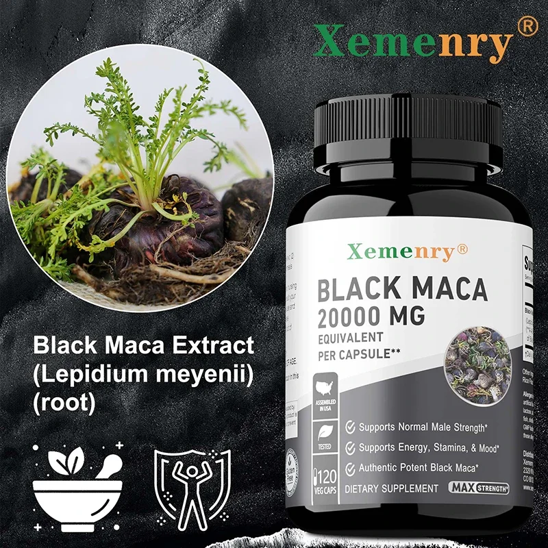 

Black Maca Capsules 20000mg - Enhance Male Strength, Promote Energy Production, Super Absorption, Improve VitalitySupplementsSup
