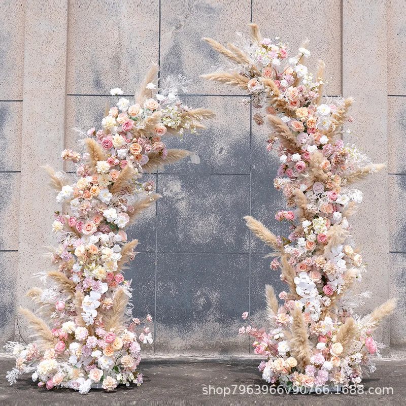 European outdoor wedding decoration dried reed horn arch, event ceremony marriage proposal travel photography simulation art
