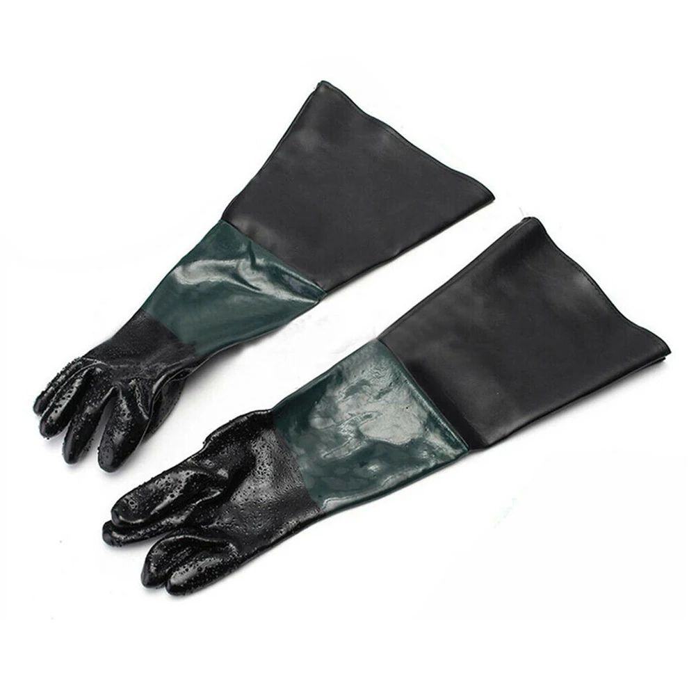 Imagem -02 - Confortável Costura Jateamento Luvas Pvc Preto e Algodão Areia Jateamento Luvas 60cm 236