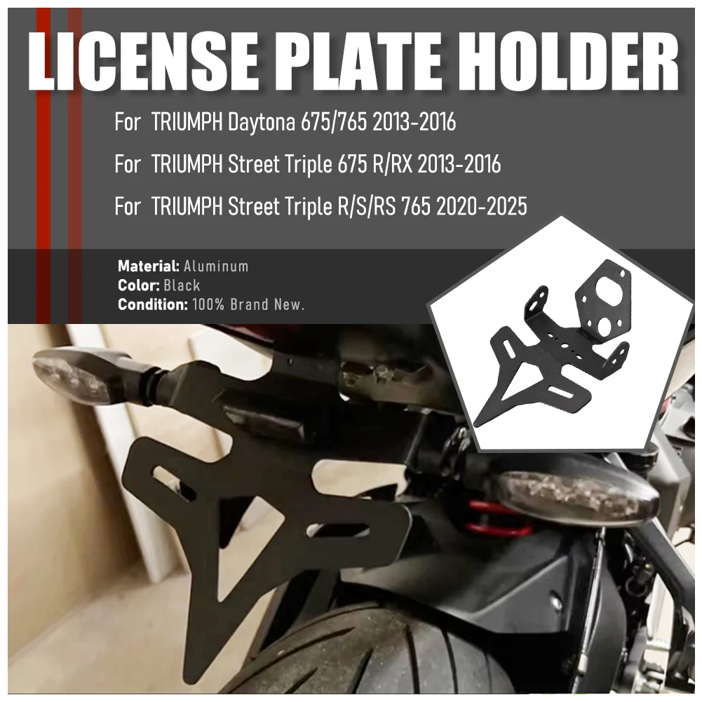 

For TRIUMPH Daytona 675 765 Street Triple 675 R/RX Tail Tidy Moto Cage Rear Fender Registration Bracket License Plate Holder