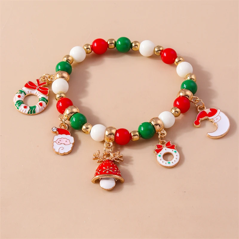 New Fashion Handmade Beads Bracelets Christmas Moon Deer Charms Bracelets Festival Gifts for Women Girl Holiday Jewelry Gifts