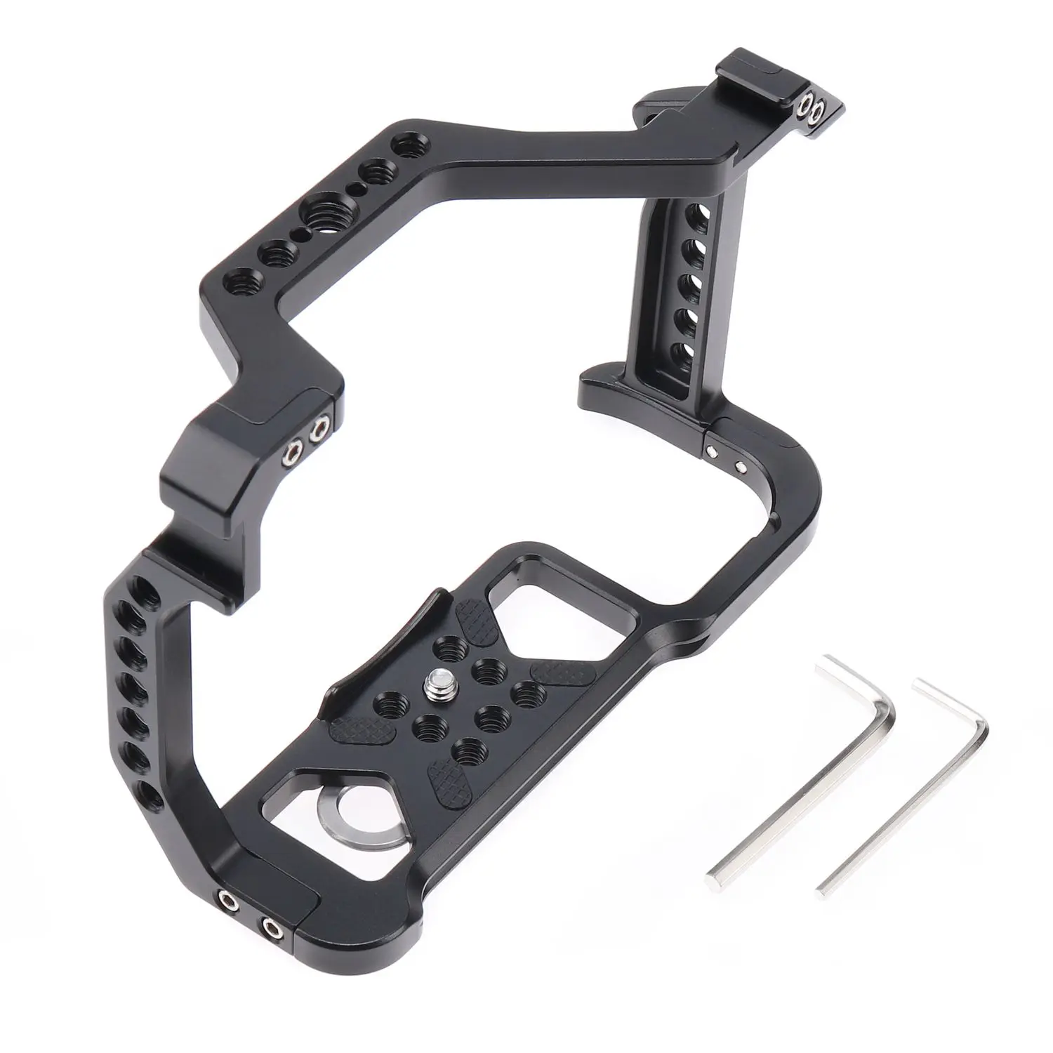 Gabbia per fotocamera in lega di alluminio per Canon EOS R6 R5 R5C telaio protettivo Rig con maniglia per scarpe fredde fori di posizionamento 1/4 3/8 fori per viti