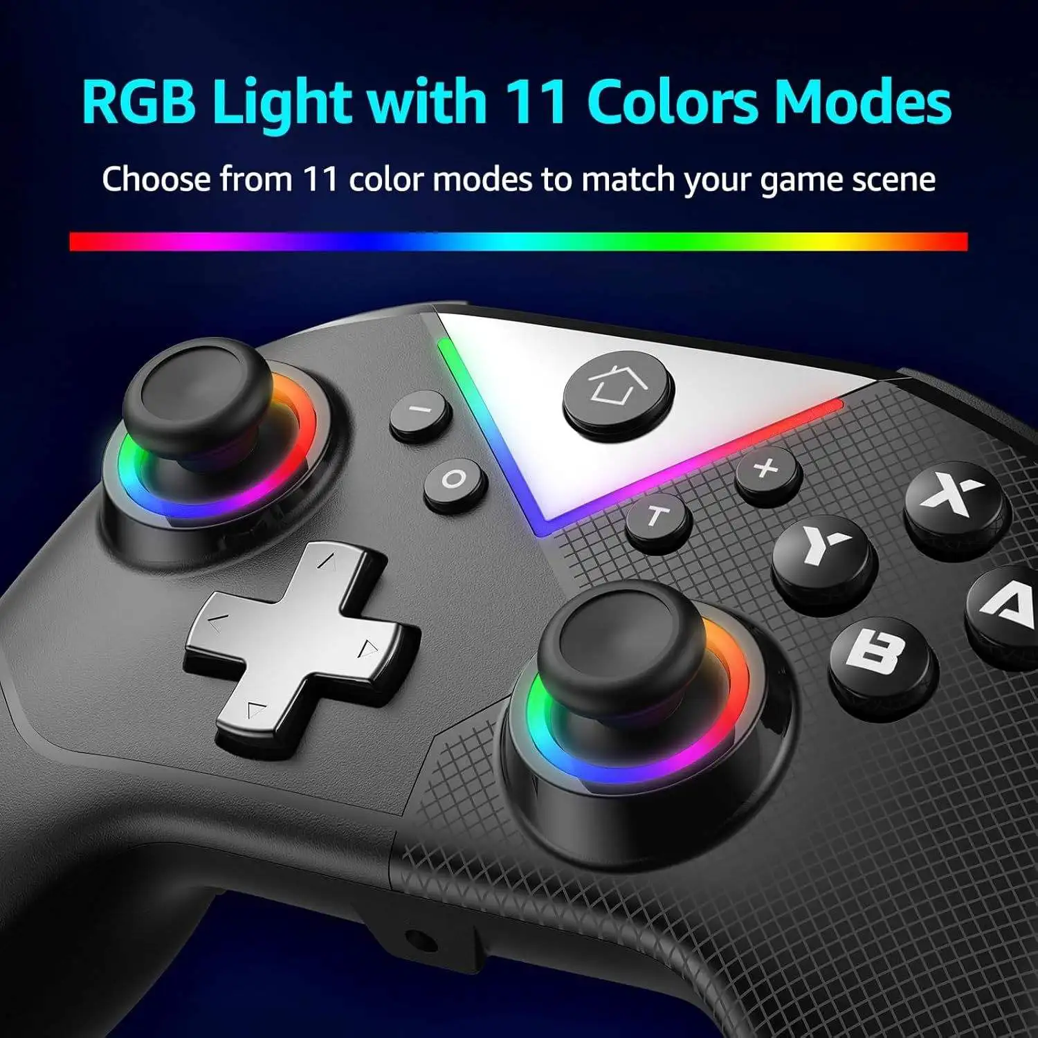 Kontroler do Switch Lite/OLED/PC, bezprzewodowy joystick do gier BT z efektem Halla RGB, funkcją Turbo Macro, 6-osiowym żyroskopem i silnikami wibracyjnymi. — zdjęcie produktu 2