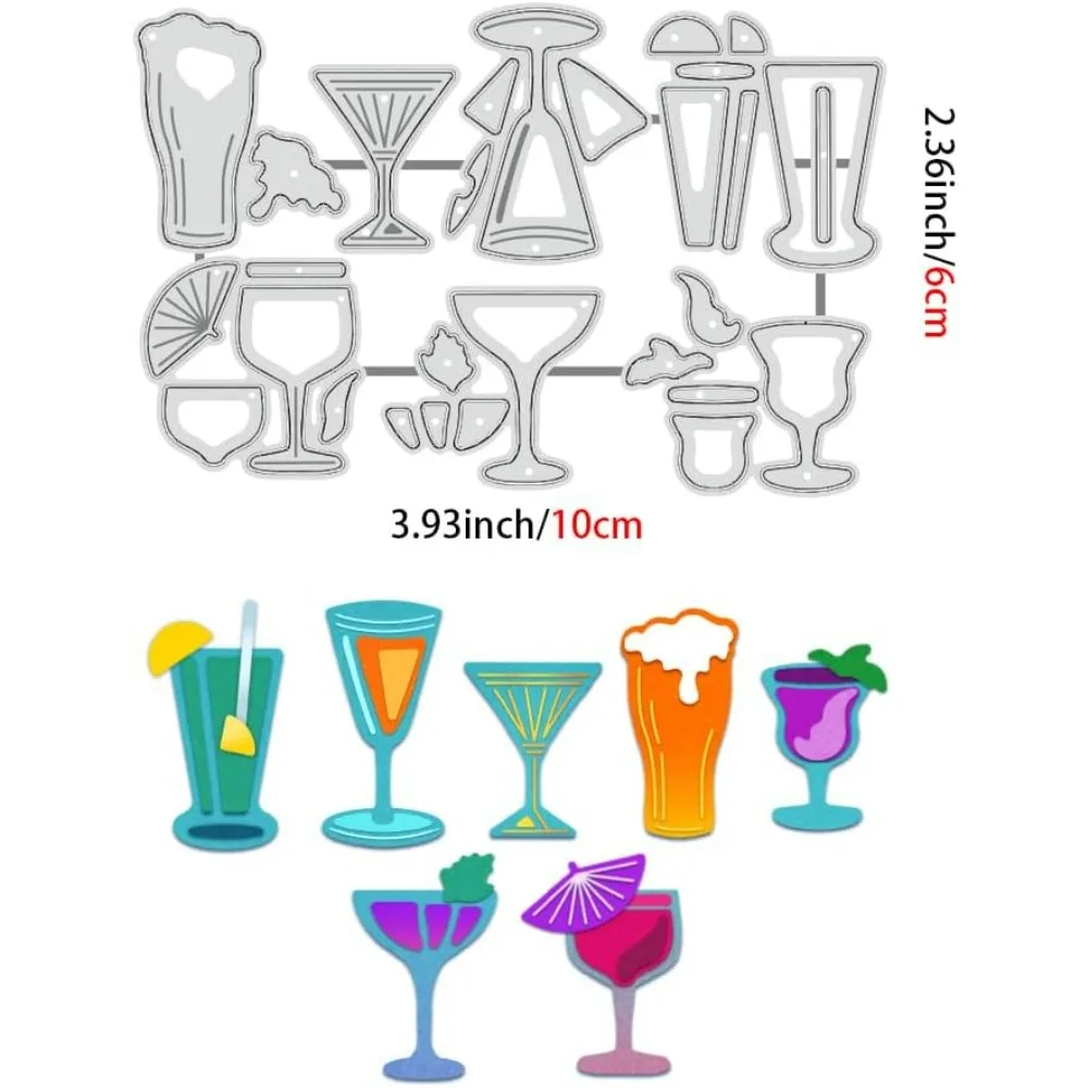 Cocktail Cutting Dies, Beer Lemon Goblet Metal Die Cuts Stencils for DIY Scrapbooking Decorative Embossing Paper Scrapbooking