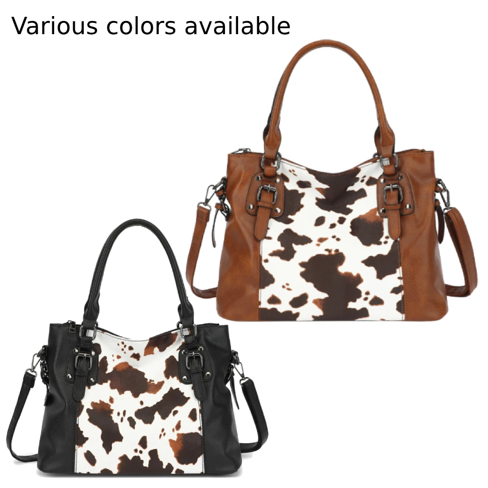 Purses Tote Bag For Women, Handbags PU Leather Large Shoulder Bag,  Cow Pattern Work Bags With Multi-Pockets, Designer Hobo Satc