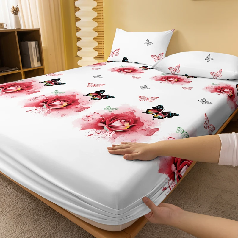 1 Piece of Butterfly Beauty Patterned Matte Bedsheet, Bedroom Printed Bedspread, Bedding (Excluding Pillowcases)