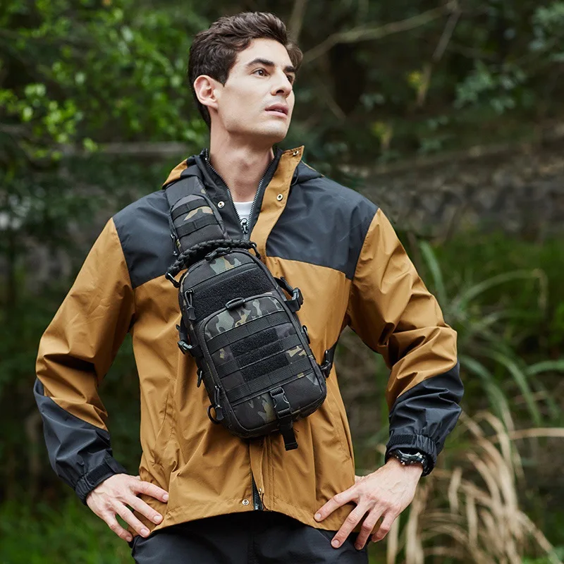 

Waterproof nylon cloth riding chest bag household men's shoulder bag cross-body riding bag with a backpack