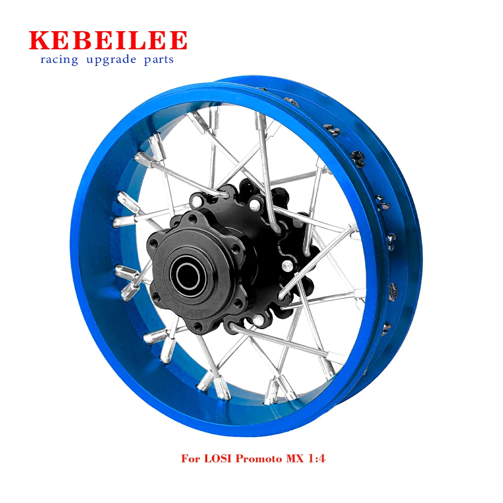 KEBEILEE CNC Aluminum Rear Wheel V2 For LOSI Promoto MX motorcycle  1:4 Blue