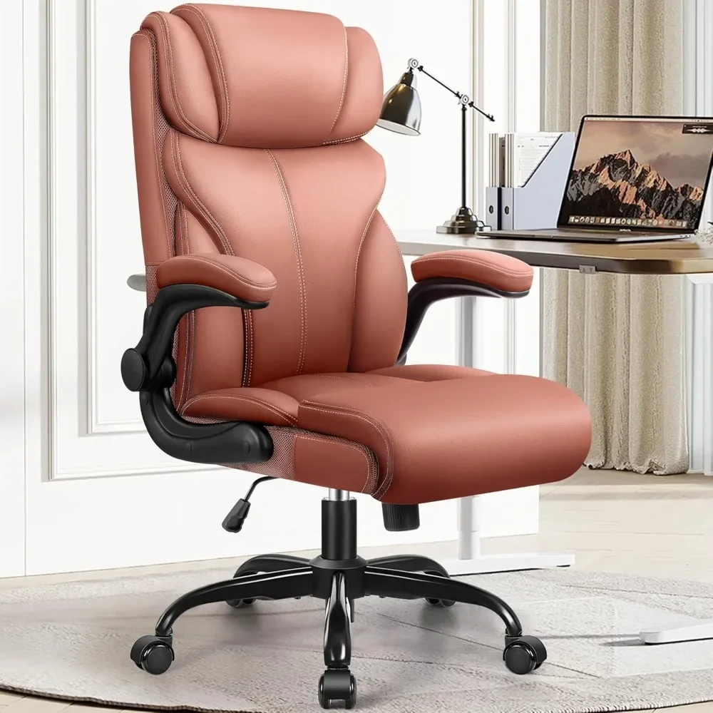Silla de oficina ejecutiva grande y alta de cuero, silla de escritorio ergonómica para ordenador, cómoda, giratoria, soporte Lumbar reclinable