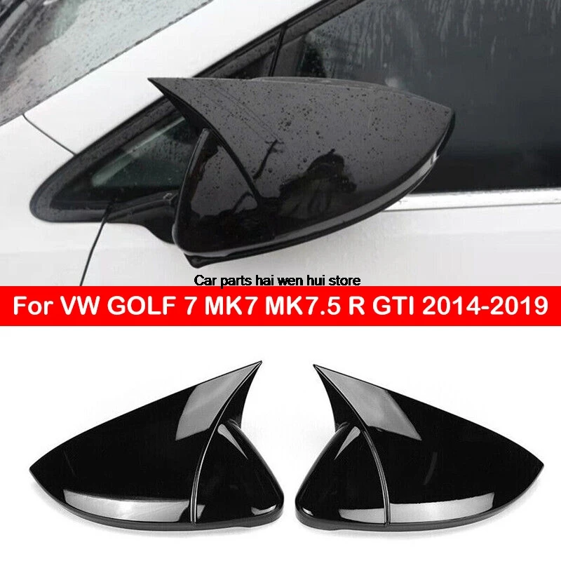 

For VW GOLF 7 MK7 MK7.5 R GTI 2014-2019 Car Rearview Side Mirror Cover Horn Wing Cap Exterior Door Rear View Case Trim Sticker