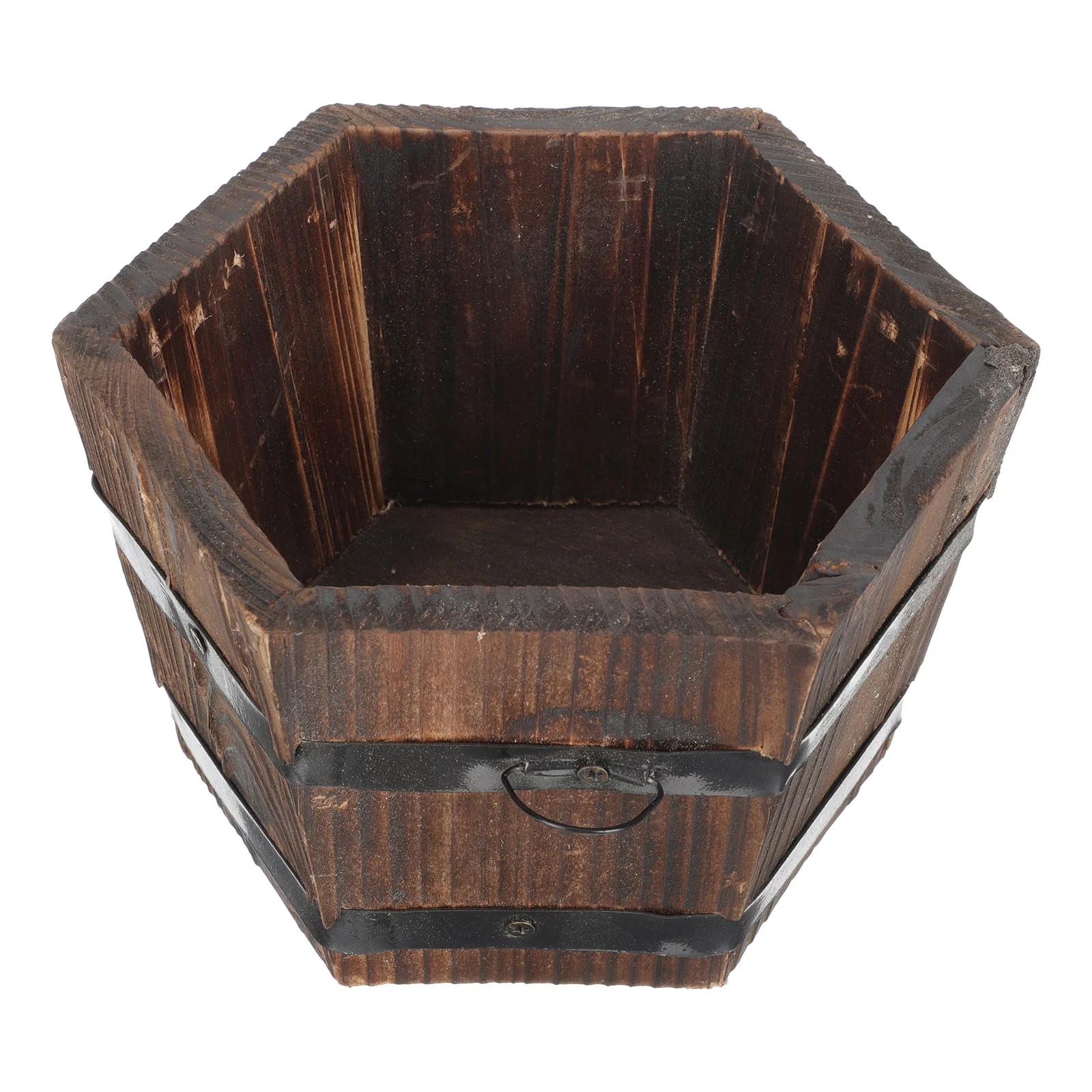 

Carbonized Wood Flowerpot Gardening Desktop Decorative Plant Green Wooden Pots Adornment Indoor