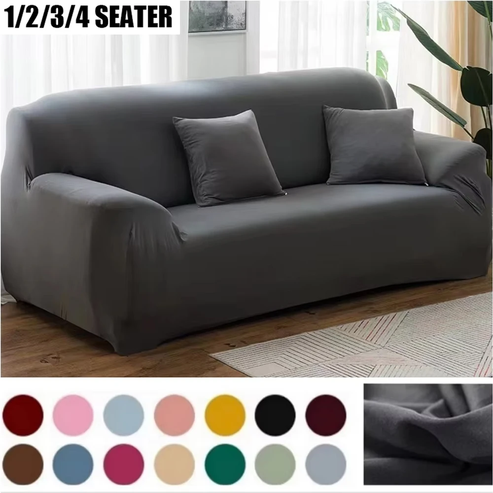

Solid Color Sofa Covers for Living Room Elastic Sofa Cover L Shaped Corner Couch Cover Slipcover Chair Protector 1/2/3/4 Seater