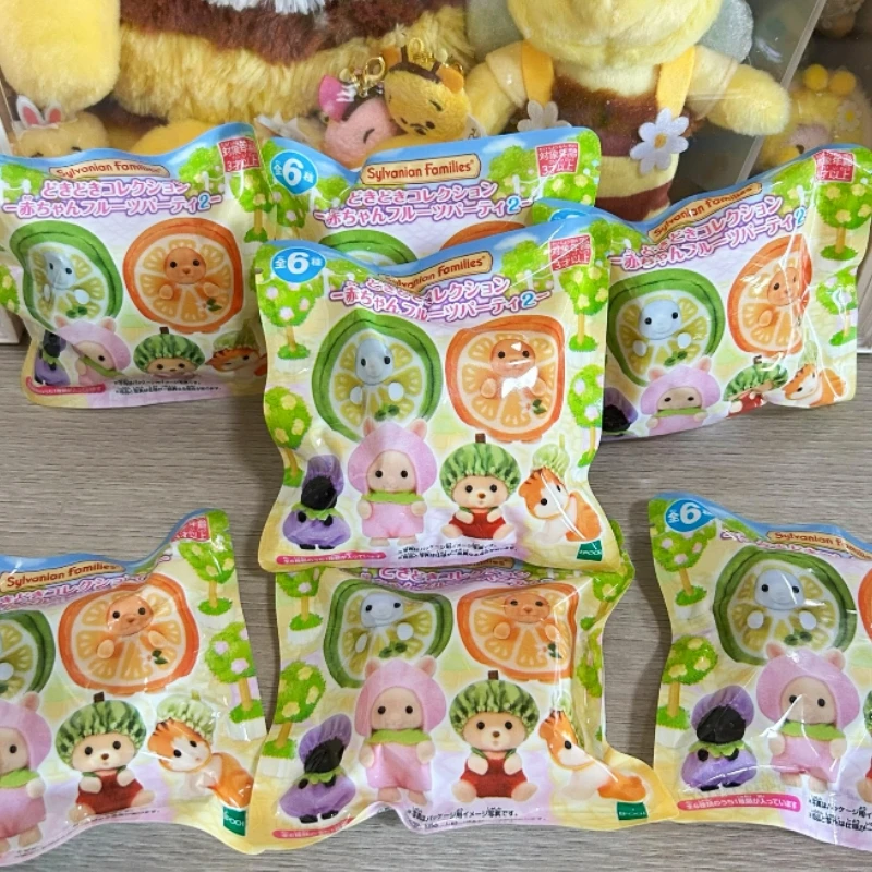 Original Sylvanian Families Blind Bag Baby Mini Doll Dress Up Fruit Makeup Magic Party Mystery Box Lucky Bag Xmas Birthday Gifts