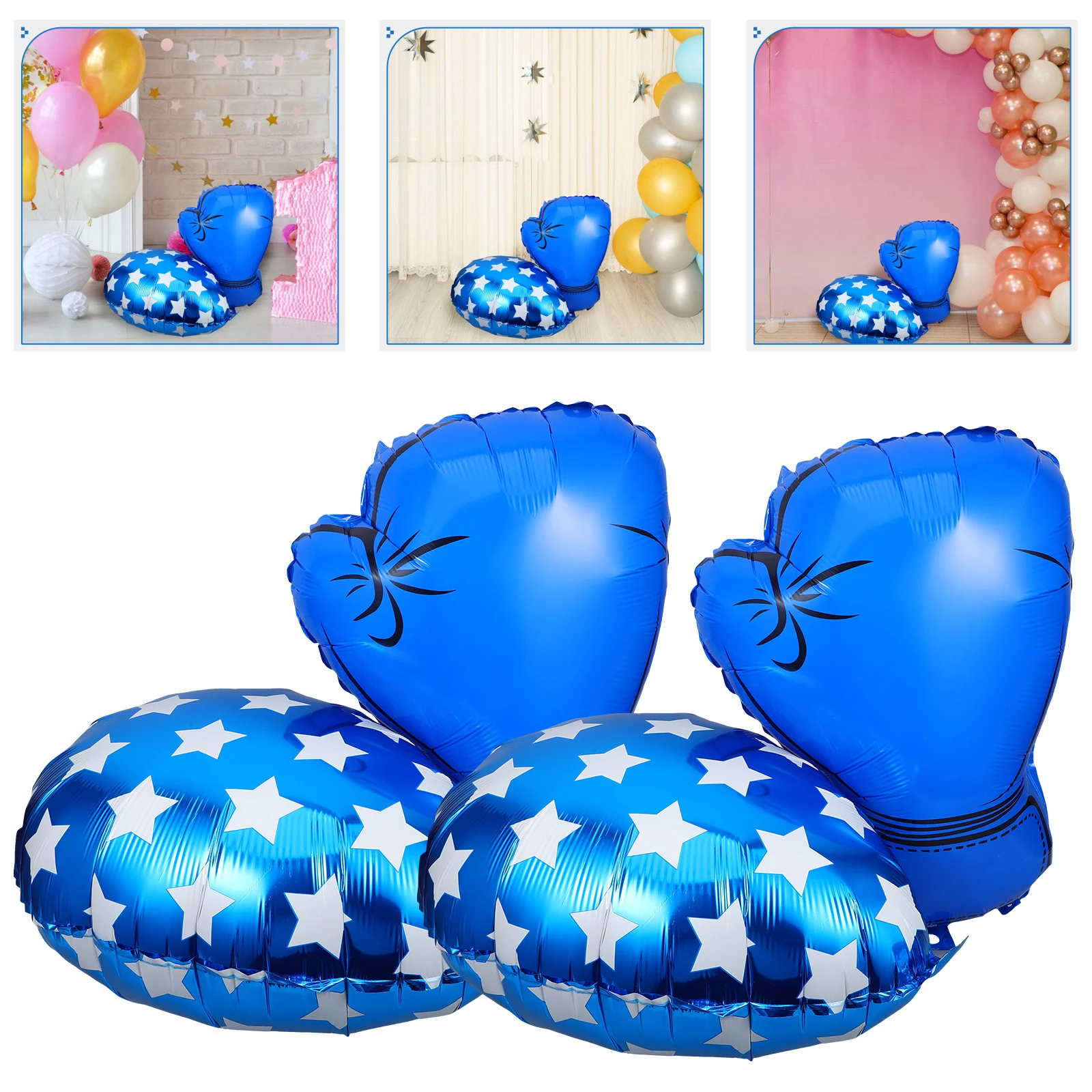 

6pcs Boxing Glove Balloons Aluminum Foil Decorative Balloons Wrestling Party Supplies Easy Setup Indoor Outdoor Sports