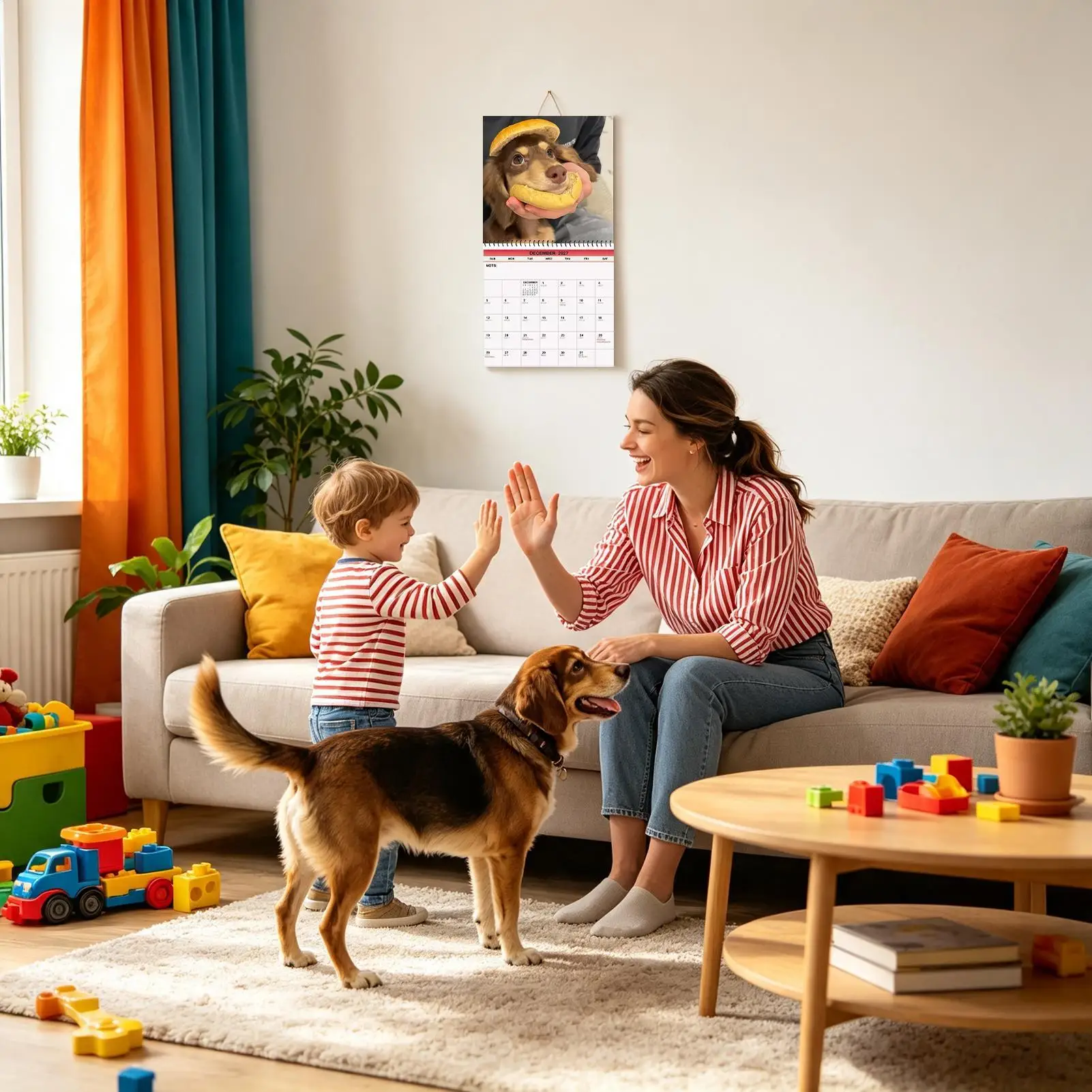 2027 Wall Calendar Funny Dog Prints Large Date Grid Planner Wall 12 Month Calendar For Classroom Dining Room Dorm Living Room