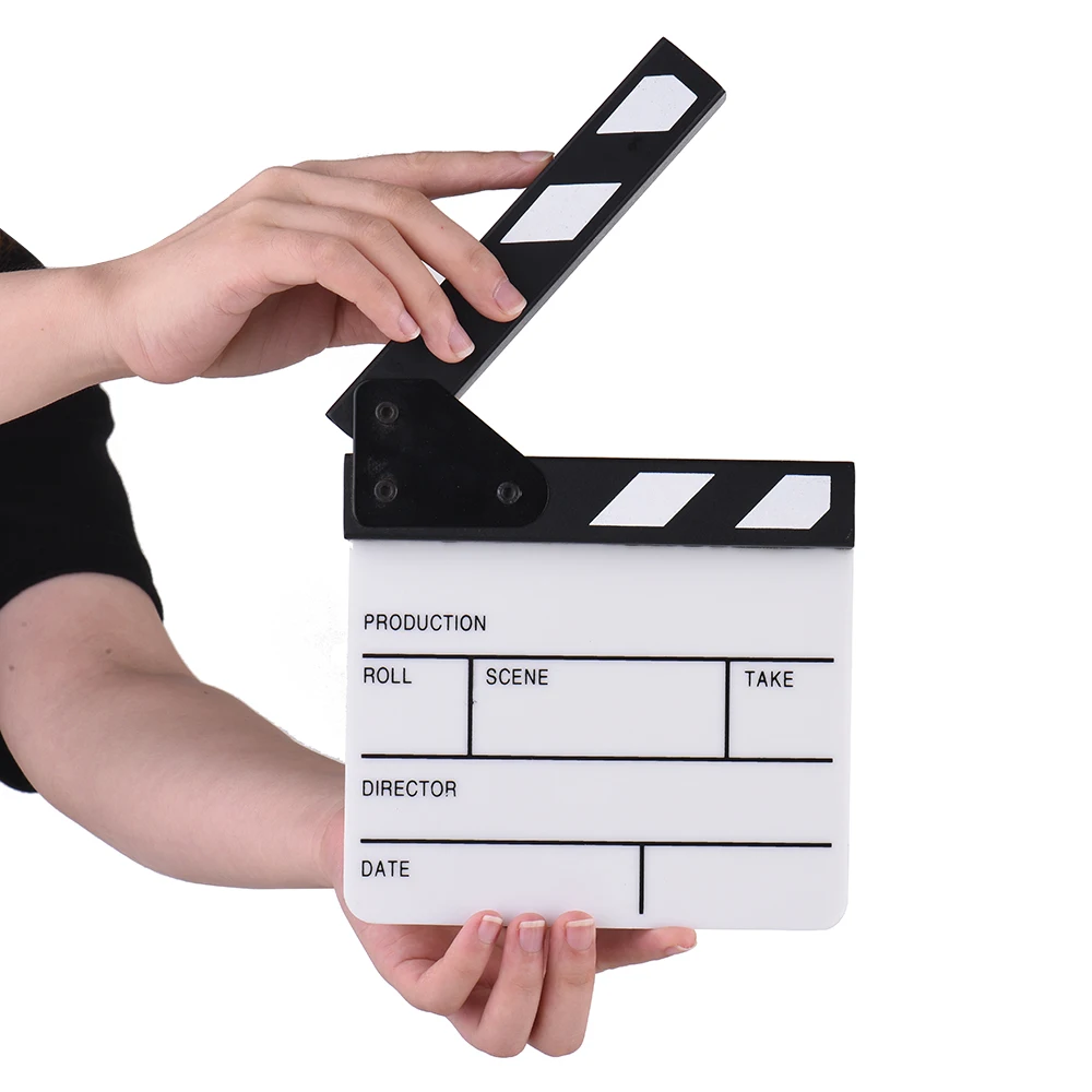 Andoer Clapper Board Compact Size Acrylic Clapboard Dry Erase TV Film Movie Director Cut Action Scene Clapper Board Slate