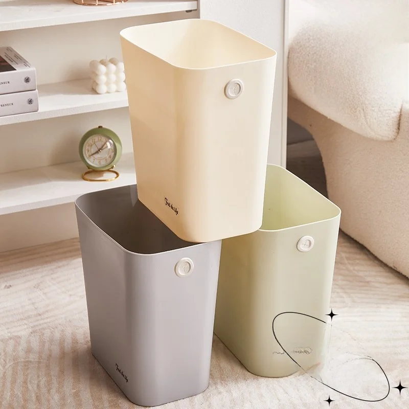 

New Home Use Bathroom Kitchen Trash Can No Cover Long Rectangle No Pressure Ring for Household Cleaning Tools Garbage Bin