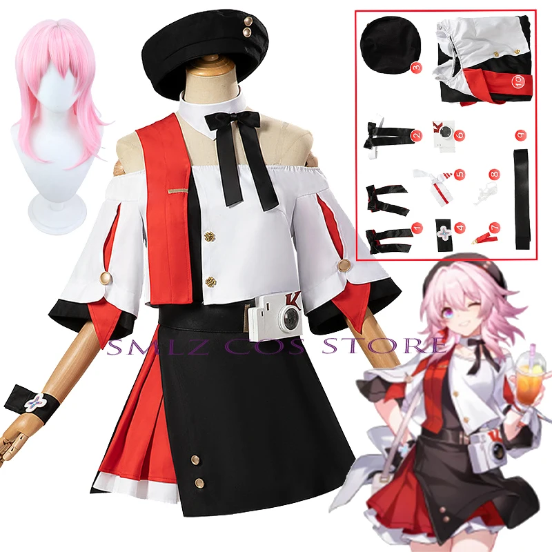 

Game Honkai Star Rail Costume KFC March 7th Cosplay Dress Wig Set Halloween Party Outfit for Women March Clothing Anime