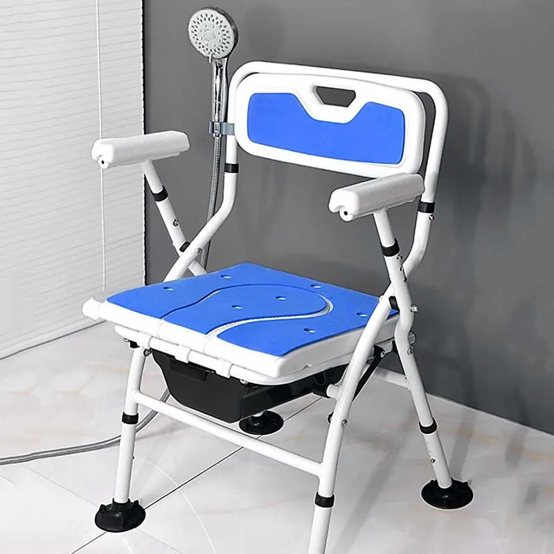 Folding Ultralight Bathroom Chair Nonslip Metal Adjustable Toilet Stool Portable Waterproof Sgabello Per Doccia Furniture Home