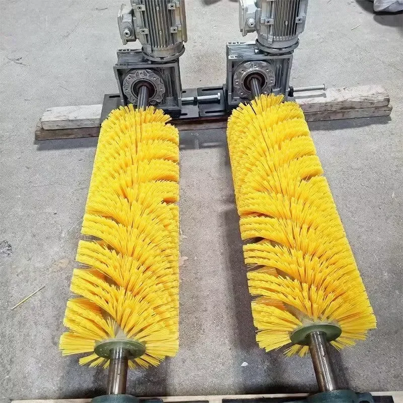 Industrial Electric Roller Brush Cleaner DIY Durable Nylon Bristles Rotary Roller Conveyor Belt Cleaning Tool, Cement Coal