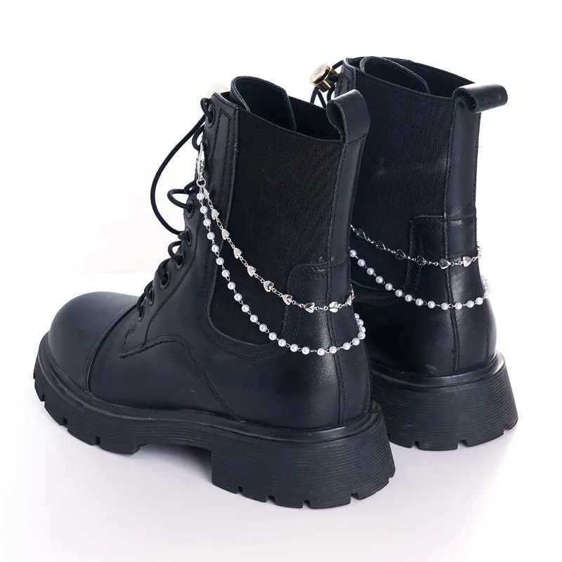 

Simple and fashionable imitation pearl heart-shaped chain shoe buckle boot chain, niche shoe chain for women
