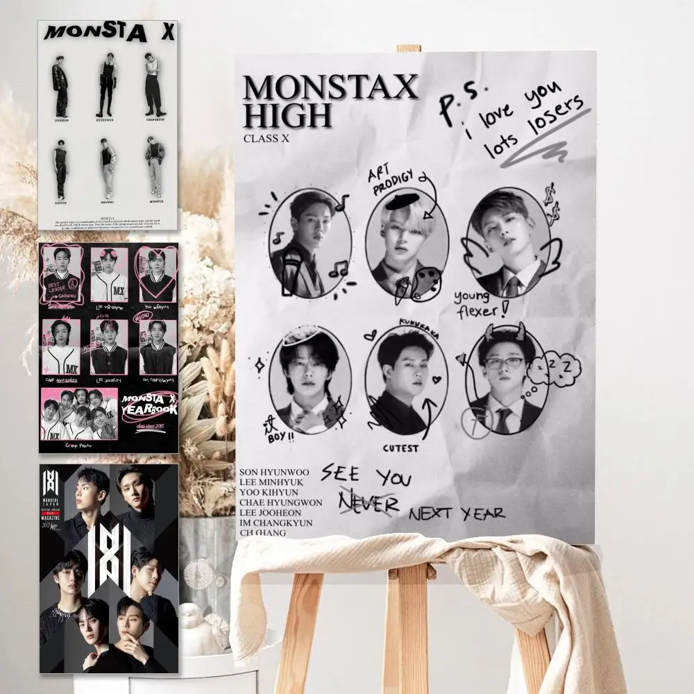 Monsta X Boy Group Poster HD Anime Hot Theme Singer/OST/Movie-Waterproof Self-Stick Home Decor