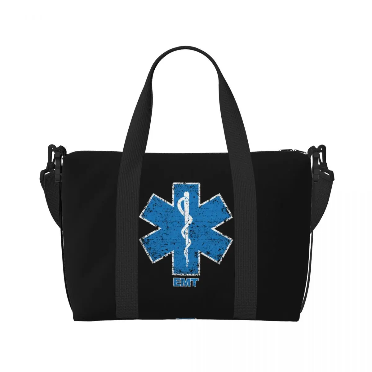 Custom Emt Star Of Life Tote Bag Women Big Capacity Paramedic Medic Ambulance Beach Gym Travel Bags