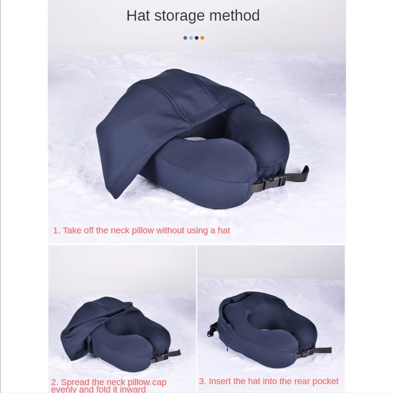 Hooded Memory Cotton U-shaped Pillow Neck Cap U-shaped Pillow Car Travel Pillow Office Shading Nap Pillow Comfort Storage Pillow