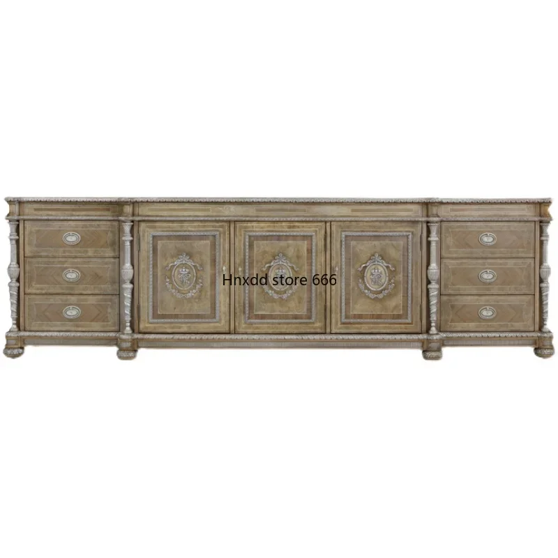 Light luxury carved luxury villa TV cabinet