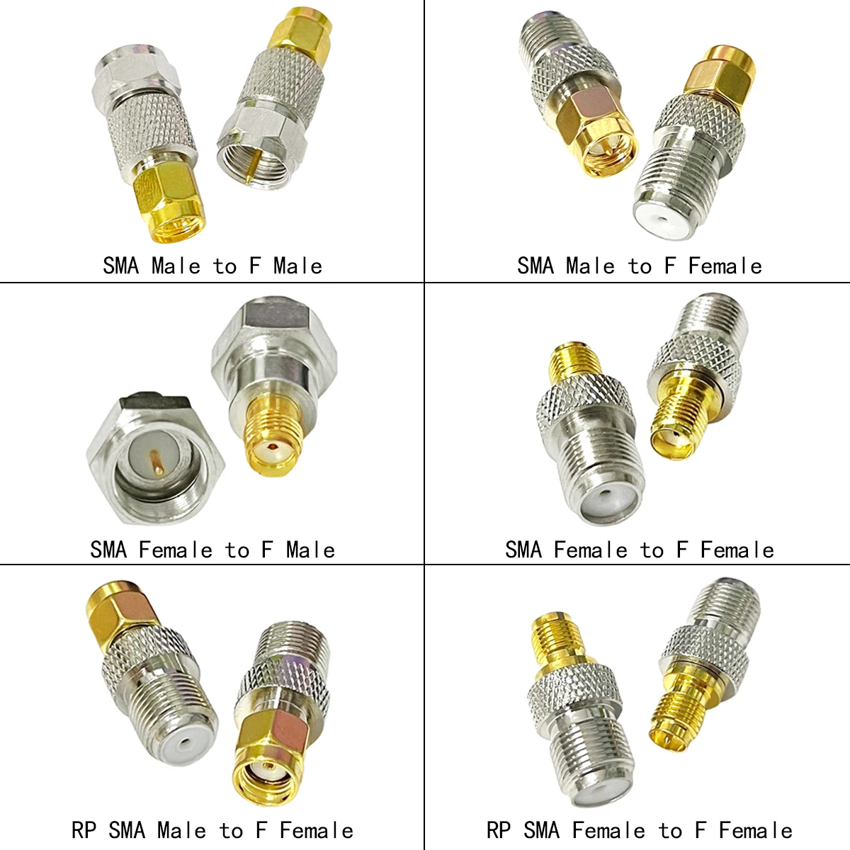 

1kit 6pcs SMA to F Male Female RF Coax Adapter Connector Straight Goldplated/Nickelplated Wholesale Price New