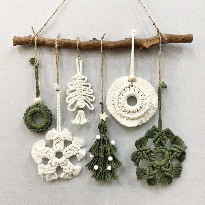 

Macrame Christmas Ornaments Wall Hanging Boho Christmas Ornaments Set Macrame Christmas Decor Handmade Xmas Ornaments Christmas