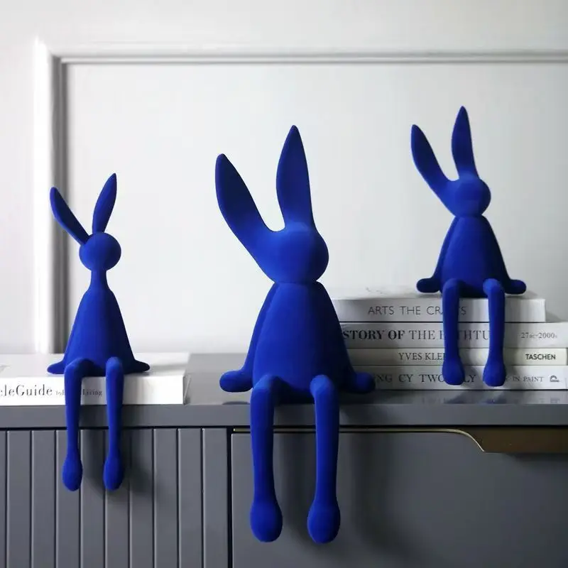 الراتنج توافدوا أرنب تمثال الحيوان النحت اليدوية الأرنب ديكور لطيف هدية عيد الفصح تمثال أنيق منضدية حلية #1