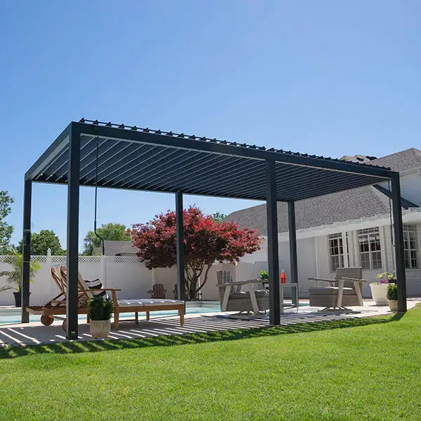 Windproof Rainproof Outdoor Leisure Garden Pavilion Sturdy Structure Chinese Design Style Gazebo Matte Texture Casual Pergola