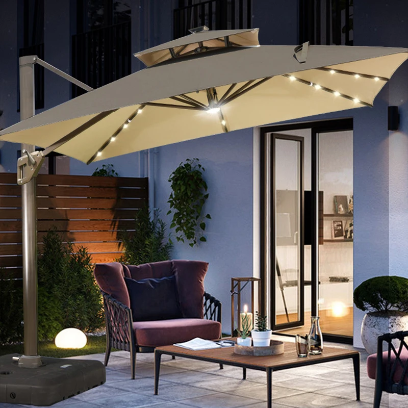 

Outdoor Parasol Umbrella Large Size Stand Garden Waterproof Patio Umbrella Base with Light Emitting Diode