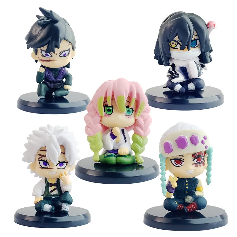 5pcs/set Anime Demon Slayer Figure Kimetsu No Yaiba Q Posket Kamado Tanjirou Obanai Miritsu Genya Sanemi Tengen figurine Toys