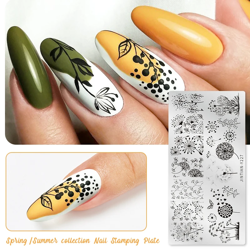 Flower Leaves Nail Stamping Plates Leaf Floral Butterfly Line Printing Stencil Nail Stamp Templates Nail Art Tools Manicure