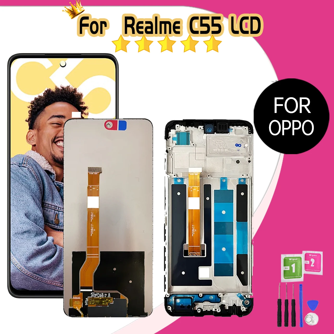 6.72'' For OPPO Realme C55 RMX3710 LCD Replacement Repair Parts Display Touch Screen Digitizer Assembly for RealmeC55 LCD