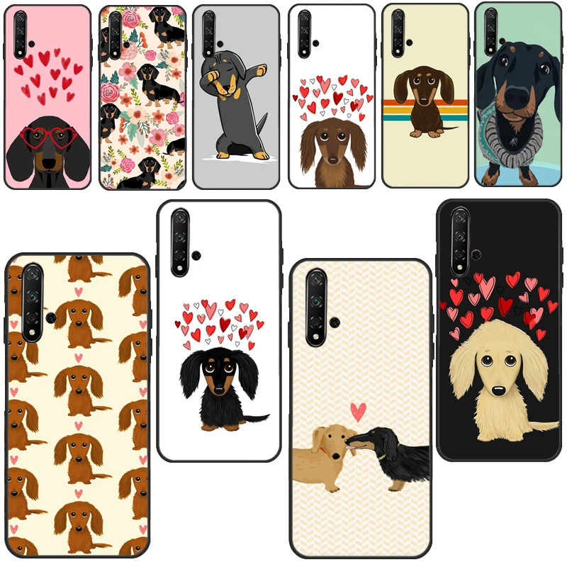 

Мультяшный чехол с таксой сосиской для Huawei P20 P40 P30 Pro Mate 20 Lite Nova 5T P Smart 2019 2021 Honor 8X 9X 8A 10i