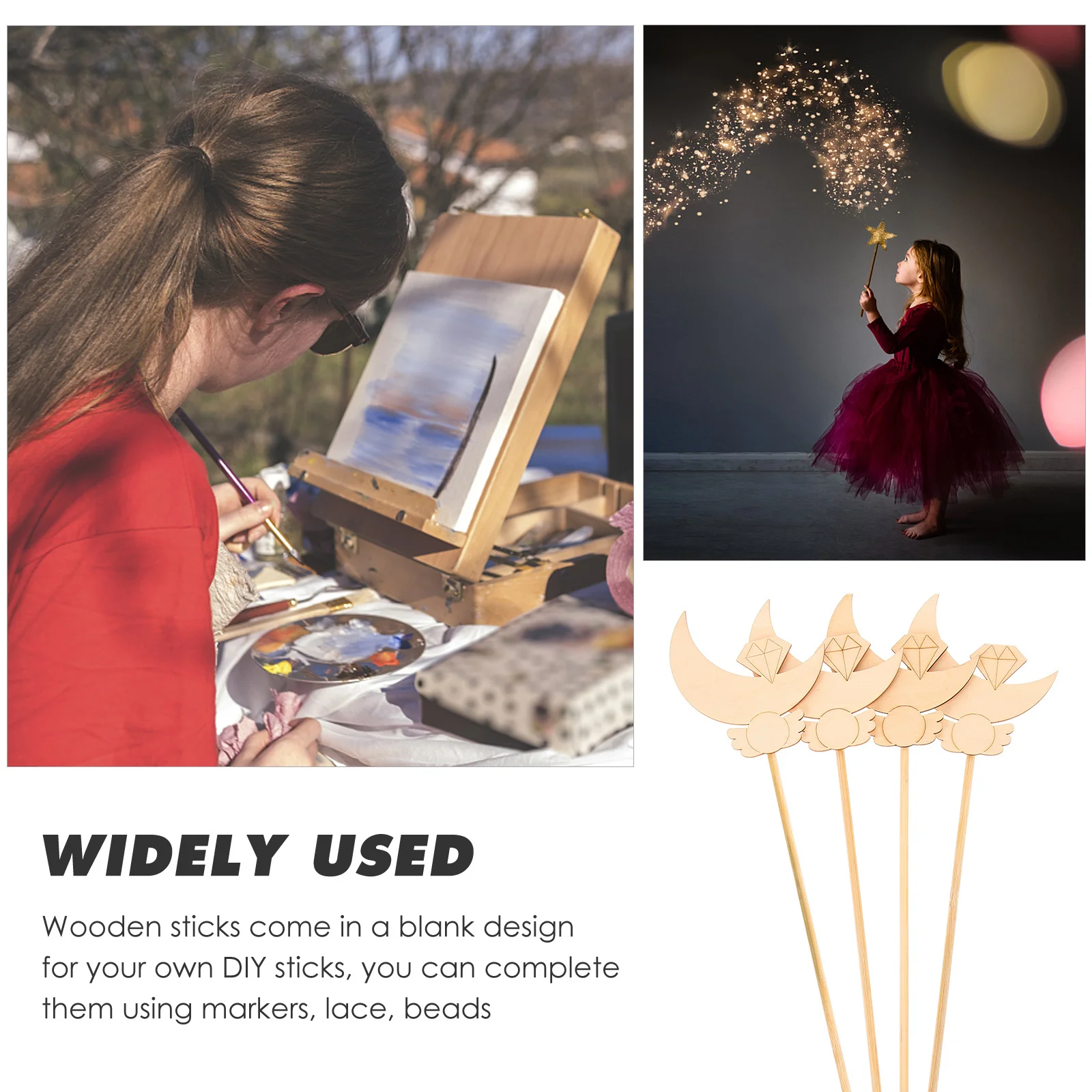 10 pçs diy fada vara pintura de madeira artesanato para crianças decoração criativa palco desempenho fada diy graffiti graffiti para crianças