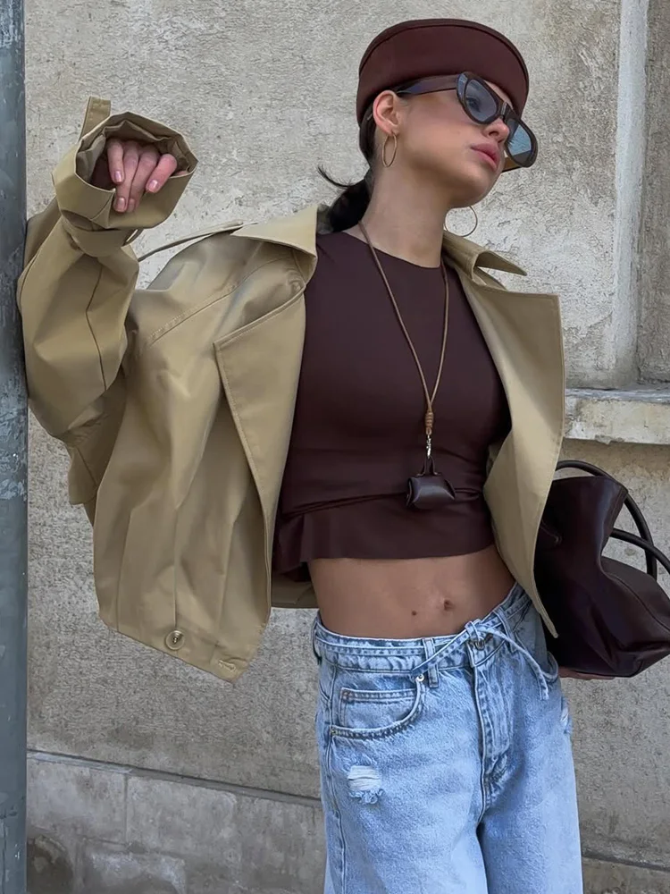 Trendix Loose Vintage Jacket Cotas Women Double-Breasted Patchwork Long Sleeve Cardigan Jackets Street Casual Outwear For Autumn