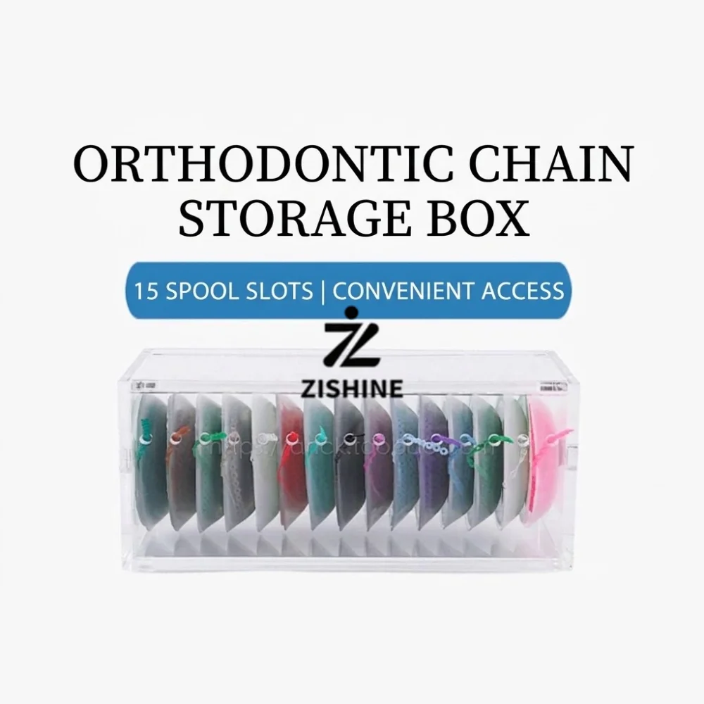 Dental Acrylic Power Chain Dispenser Box 15 Holes Clear Orthodontic Ligature Ties Storage Case Wall Hanging Dustproof Organizer