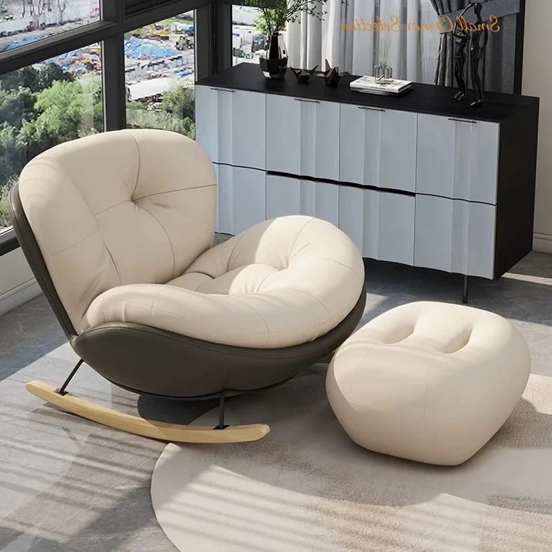 

Nordic Modern Luxury Living Room Chairs Rocking Recliner Chair Lounge Sofa Single Lazy Upholstered Adult Bedroom Relax Furniture