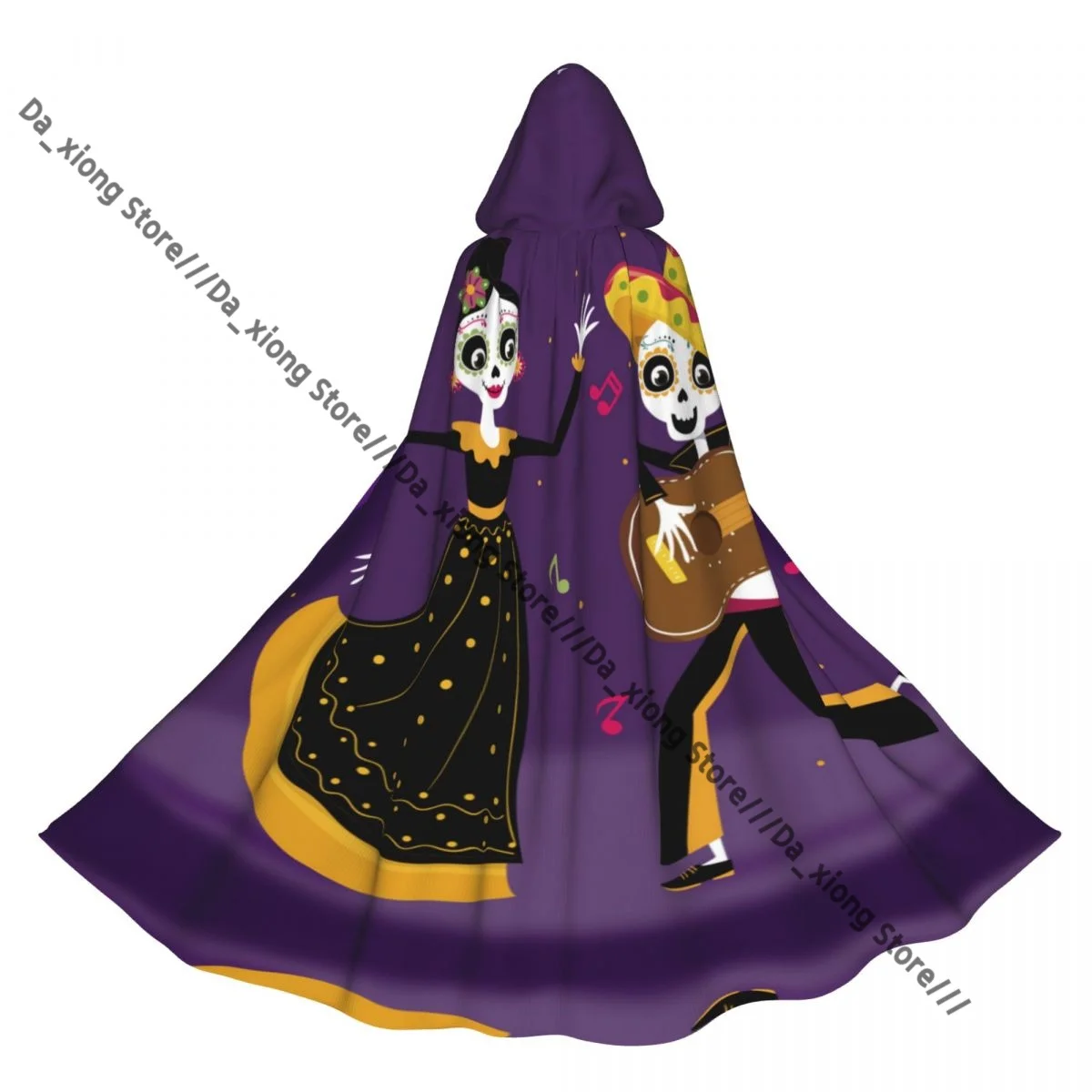 

Unisex Halloween Cloak Dia De Muertos Couple Cape Hooded Medieval Costume Witch Wicca Vampire