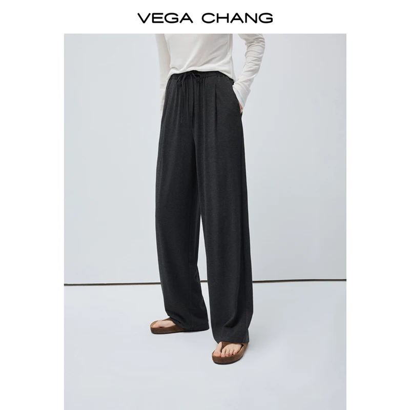 

Женские повседневные брюки Vega Chang с высокой талией, широкими штанинами, на шнурке и с эффектом драпировки, новинка весна-осень
