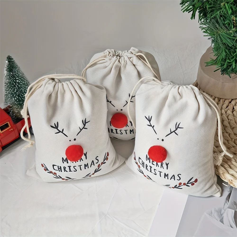 5 قطعة 13*18 سنتيمتر عيد الميلاد قماش الرباط أكياس ثلاثية الأبعاد الرنة عطلة هدية الحقائب ، أكياس الزخرفية احتفالية للاحتفال بالعام الجديد #2