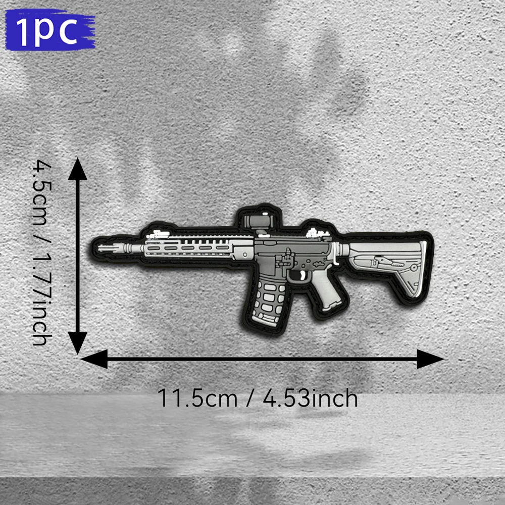 Specifications Available: 1Pc/2Pcs/3Pcs 2D Flat Pvc Rubber Patch in Gray, Long Style, with a Gray-Toned Single-Color Embossed Design, Equipped with Optical Accessories, Hollow-Out Design, Slim and Sleek Appearance, Waterproof, Flexible, Made of Pvc Material, Suitable for Tactical Backpacks, Functional Jackets, DIY Decorative Accessories