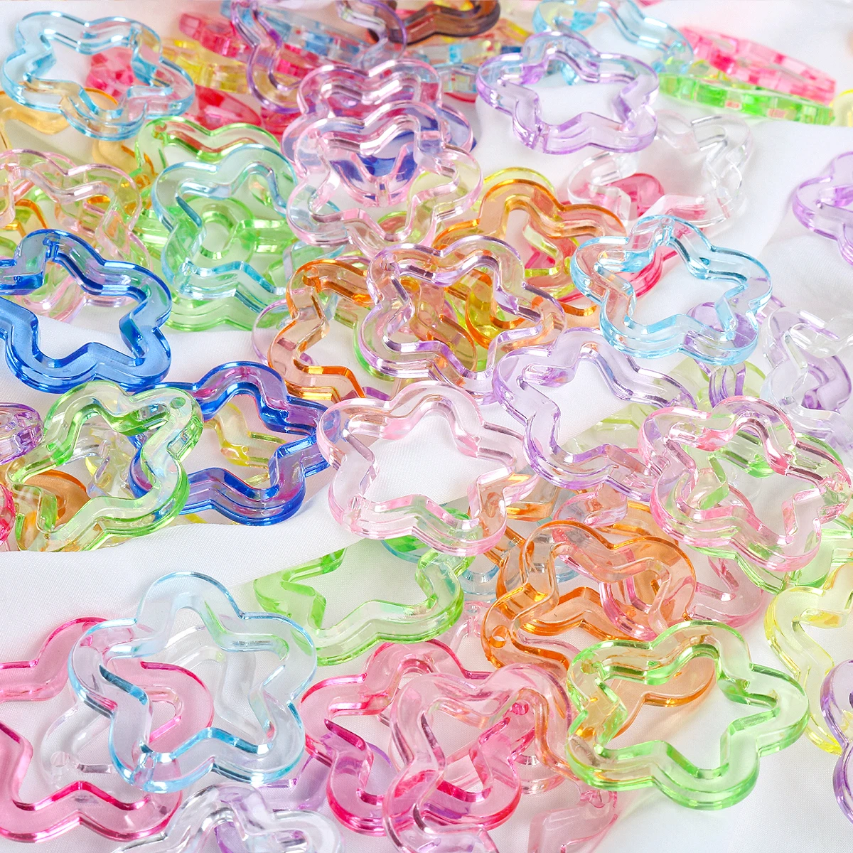 10pcs 30mm Transparent Color Hallow Star Acrylic Beads Earring Charms Flower Spacer Necklace Accssories DIY Jewelry Departments