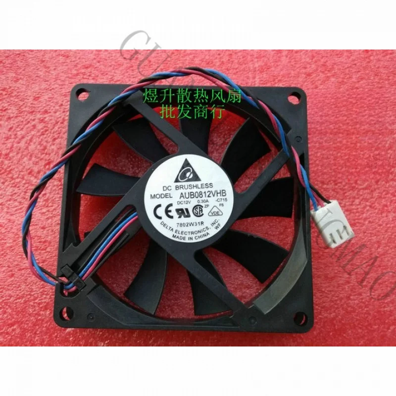 HJY 1-piece Delta Fan AUB0812VHB DC 12V 0.30A 8015 8CM 3-pin chassis/PSU cooling fan
